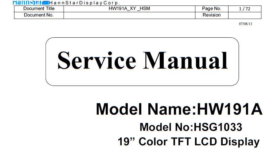 Какой сервисный мануал и схема монитора ACER HW193A