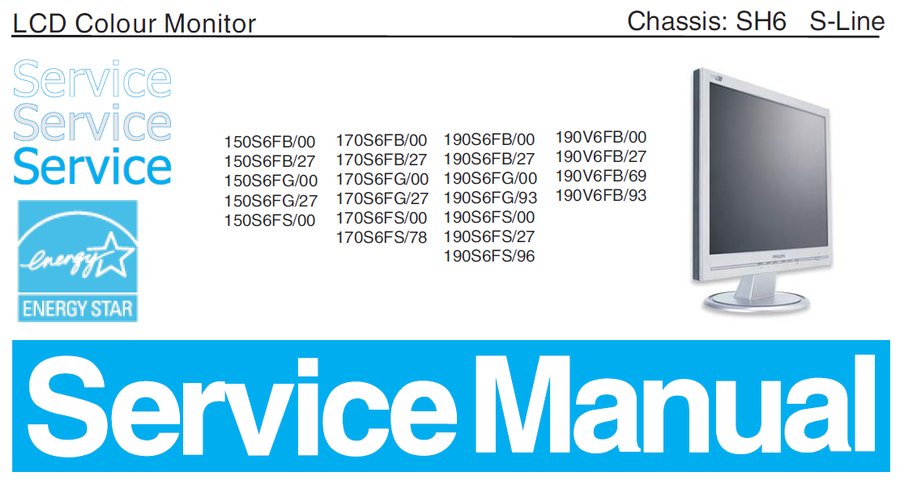 Какой сервисный мануал и схема для монитора Philips 150S6; 170S6; 190S6