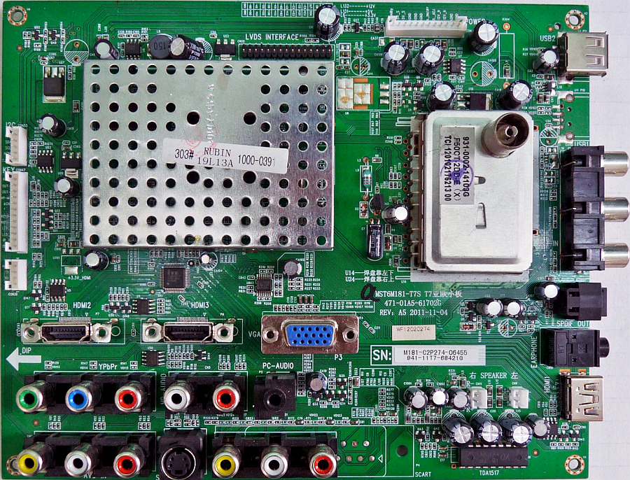 Какая прошивка на телевизор RUBIN RB-22SL1UF для MainBoard MST6M181-T7S