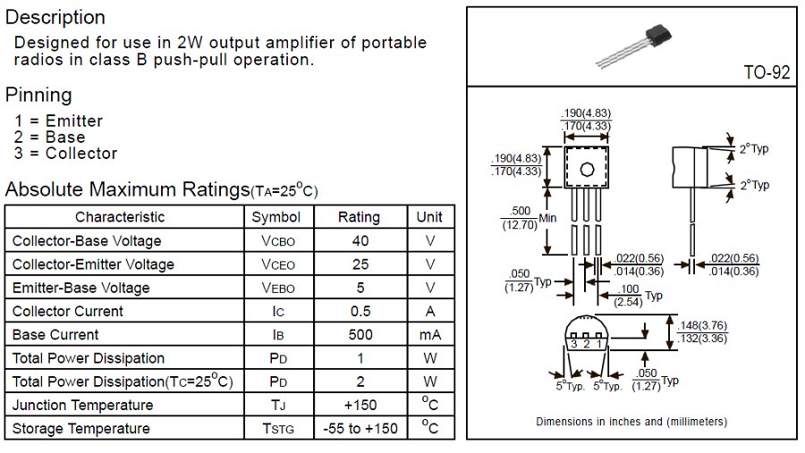 DataSheet S8050 - Plastic-Encapsulate NPN Transistors