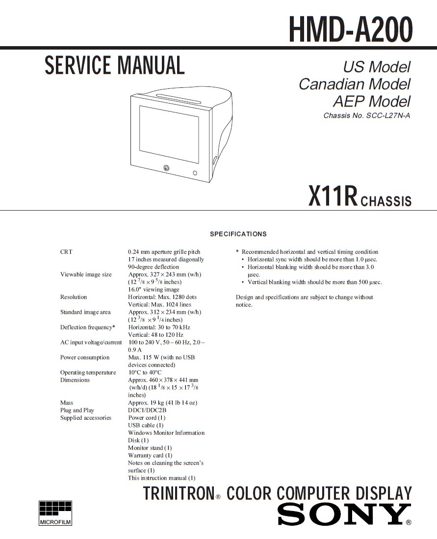 Какой сервис мануал и схема телевизора SONY HMD-A200