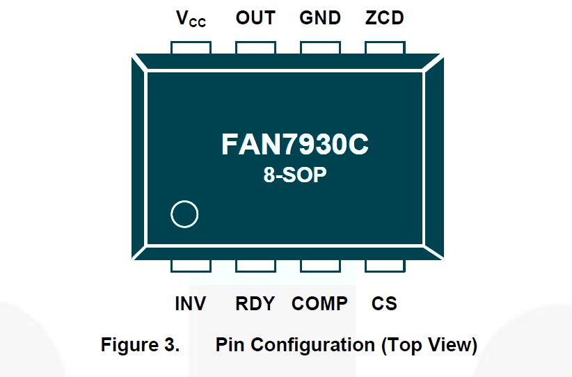 Цоколевка (распиновка) FAN7930; FAN7930C; FAN7930B